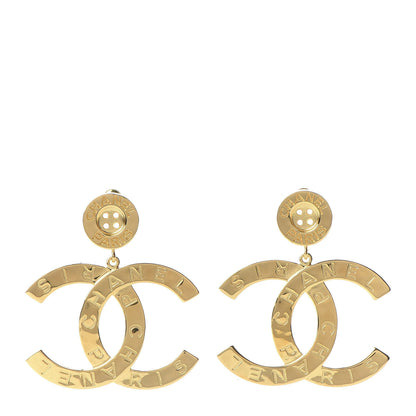 Chanel Metal Large Paris Button Earrings Gold 1 of 5