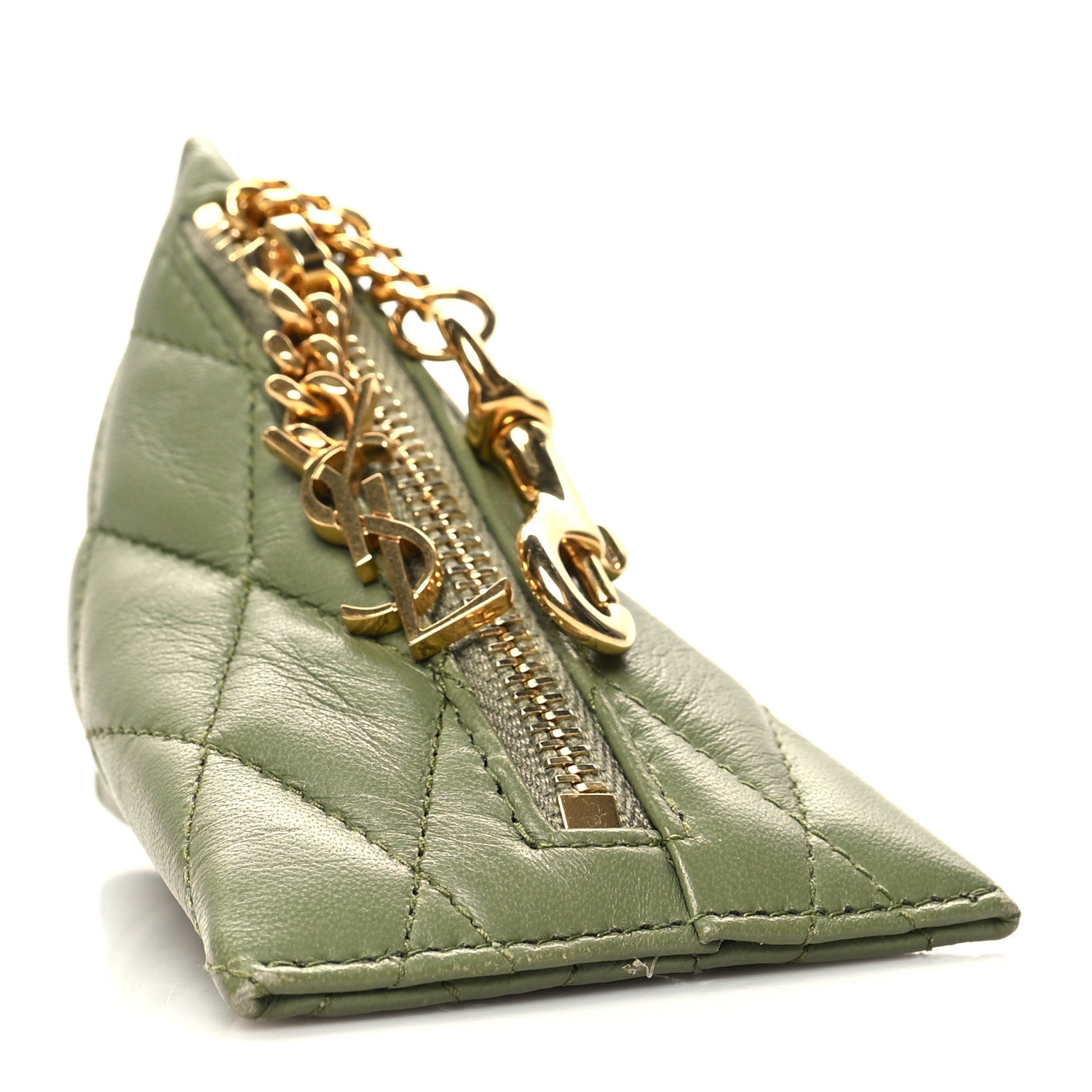 Saint Laurent Quilted Lambskin Berlingo Bag Charm Green 4 of 8