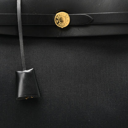 Hermes Military Toile Vache Hunter Herbag Zip Retourne 31 PM Black 9 of 11