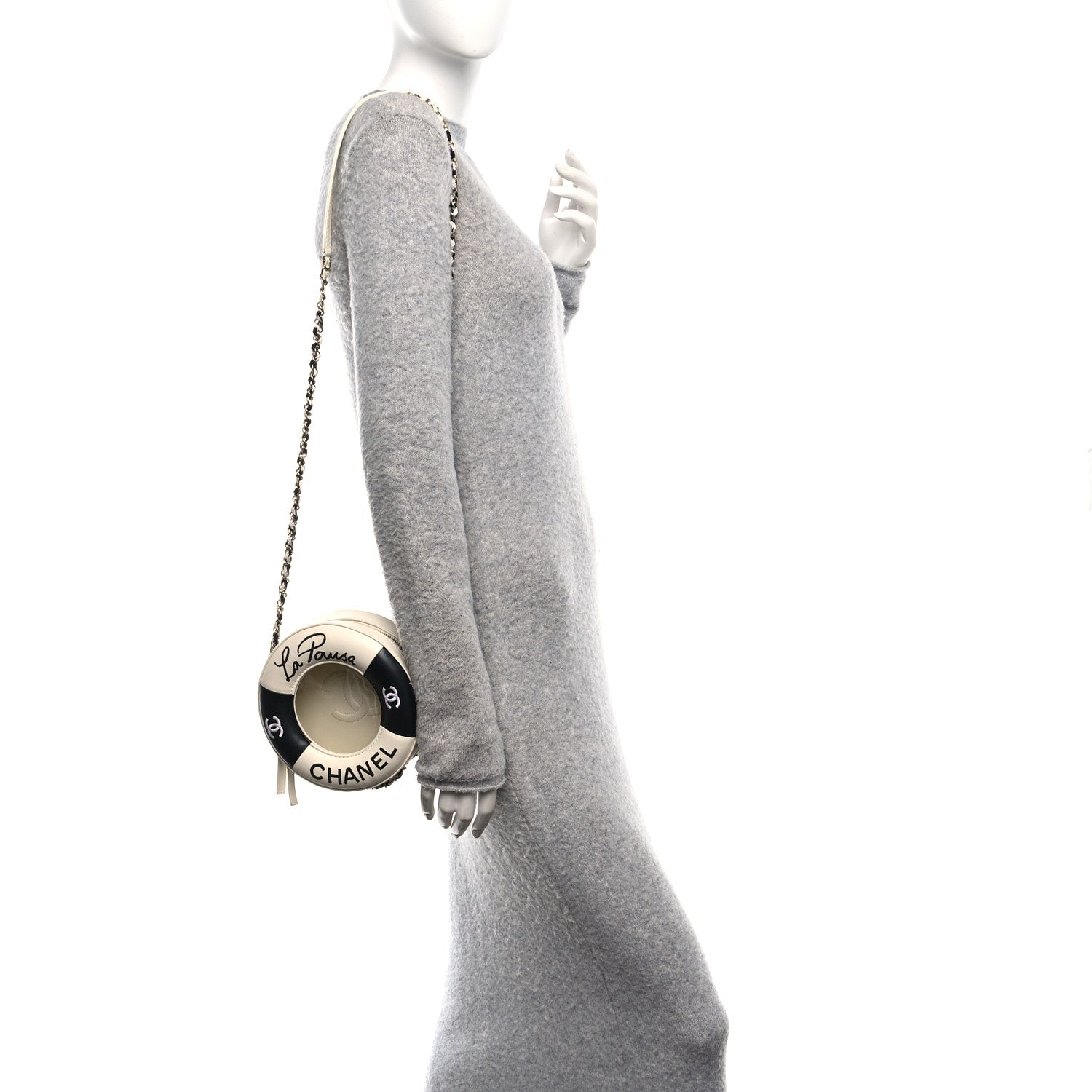 Chanel Lambskin Coco Lifesaver Round Bag Black White 2 of 10