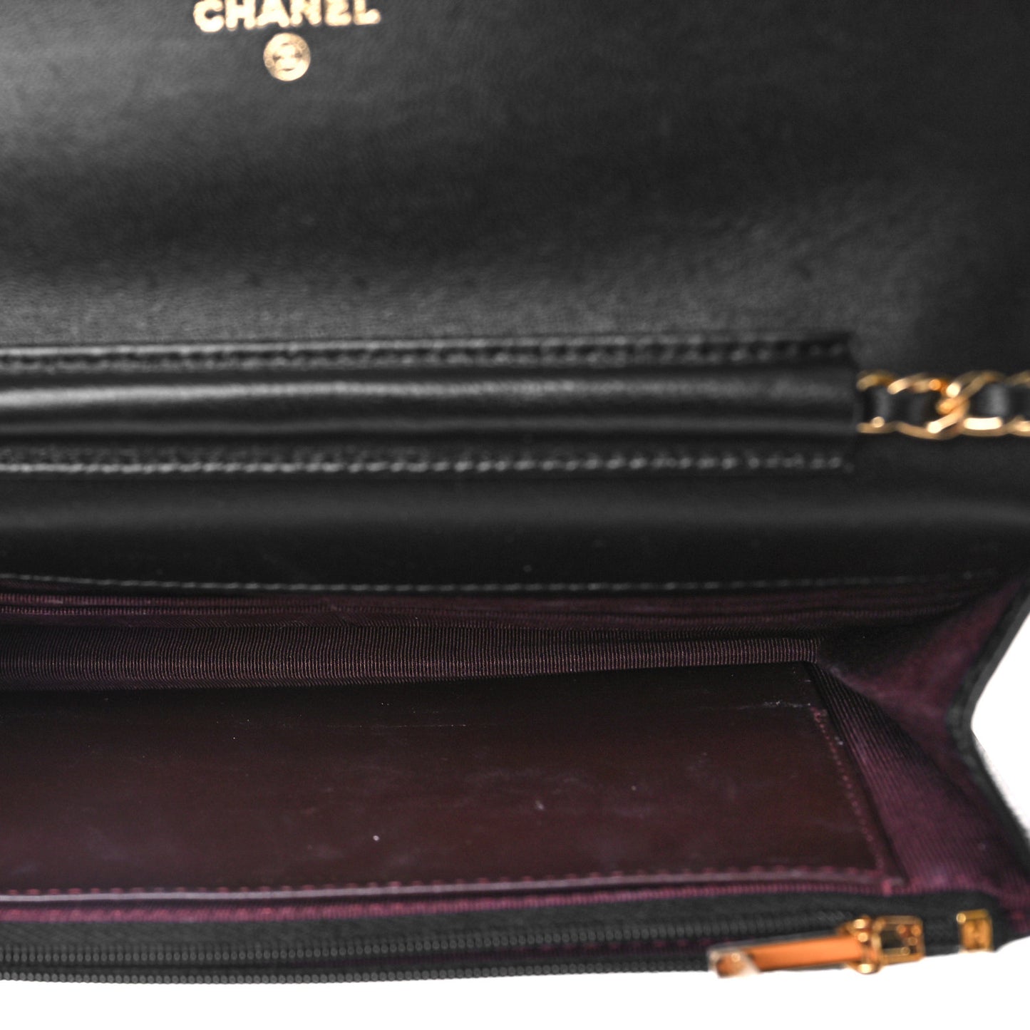 Lambskin Quilted Wallet On Chain WOC Black