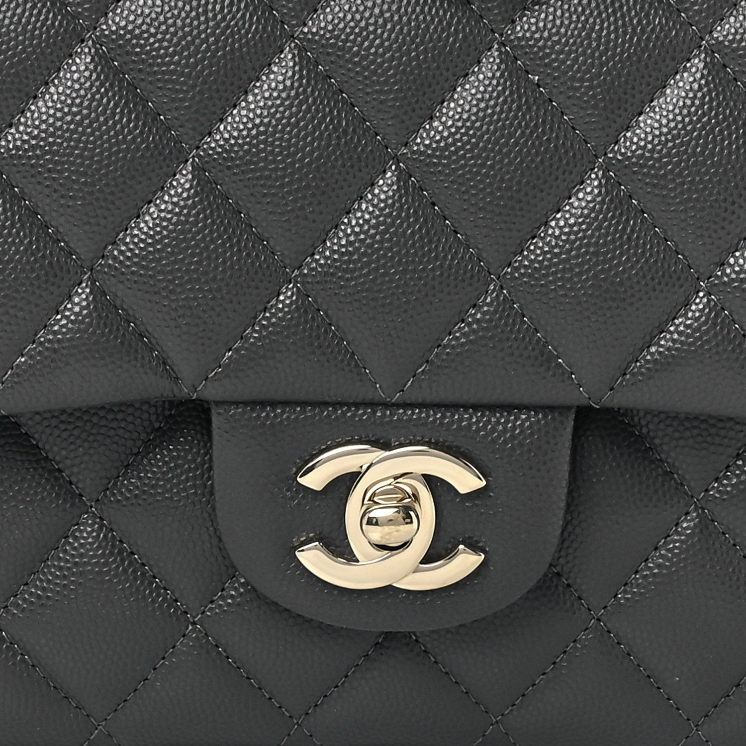 Chanel Caviar Quilted Medium Double Flap Dark Grey 8 of 12