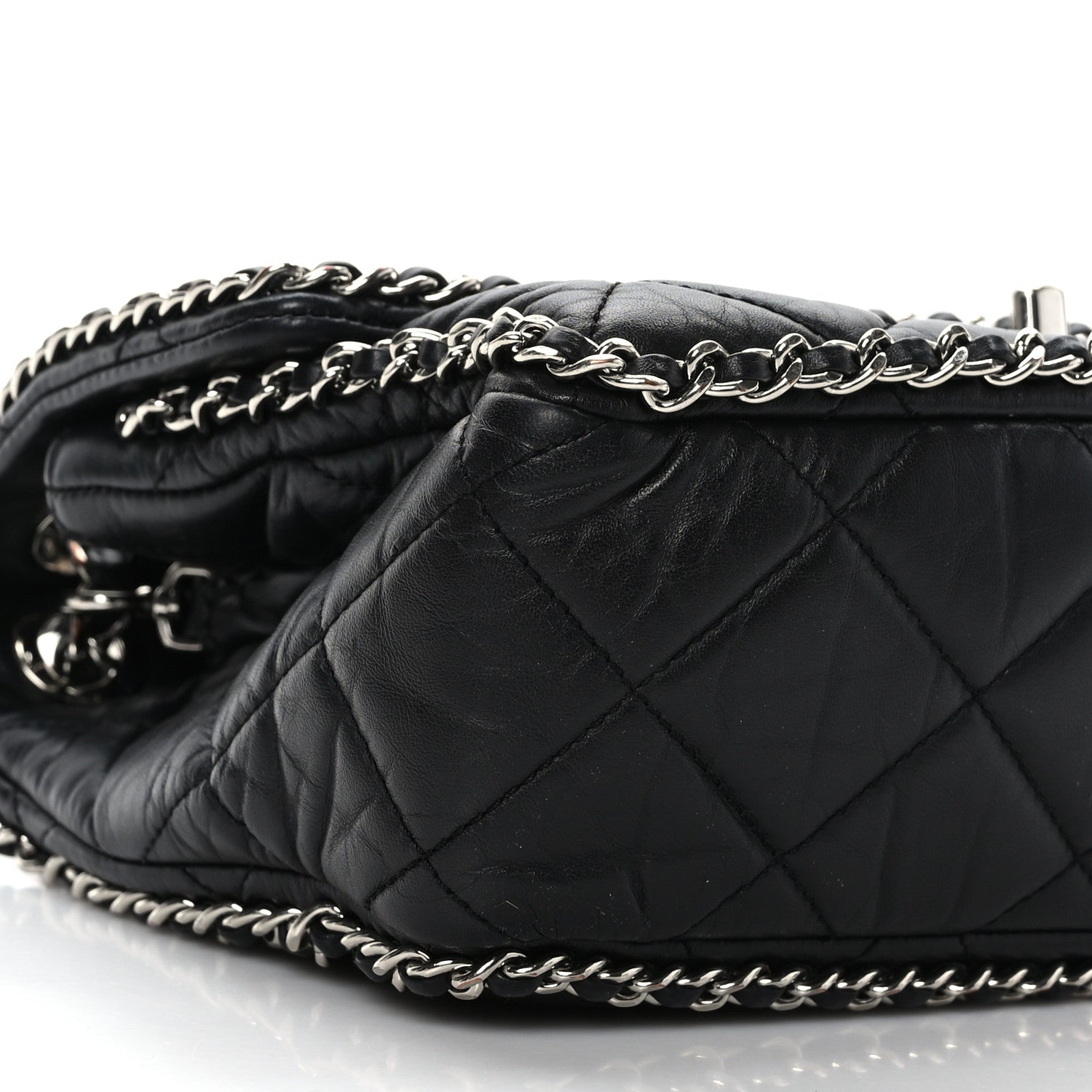 Chanel Crumpled Calfskin Medium Chain All Over Flap Black 8 of 9