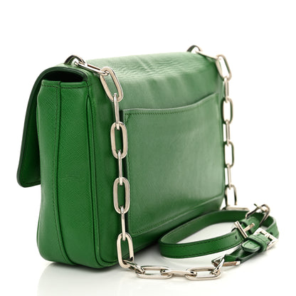 Prada Saffiano Lux Sound Crossbody Bag Green 3 of 13