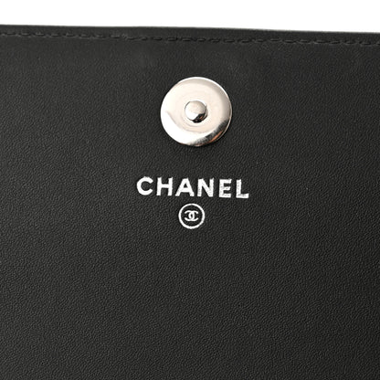 Chanel Calfskin Chevron Quilted Boy Wallet On Removable Chain WOC Black 5 of 11