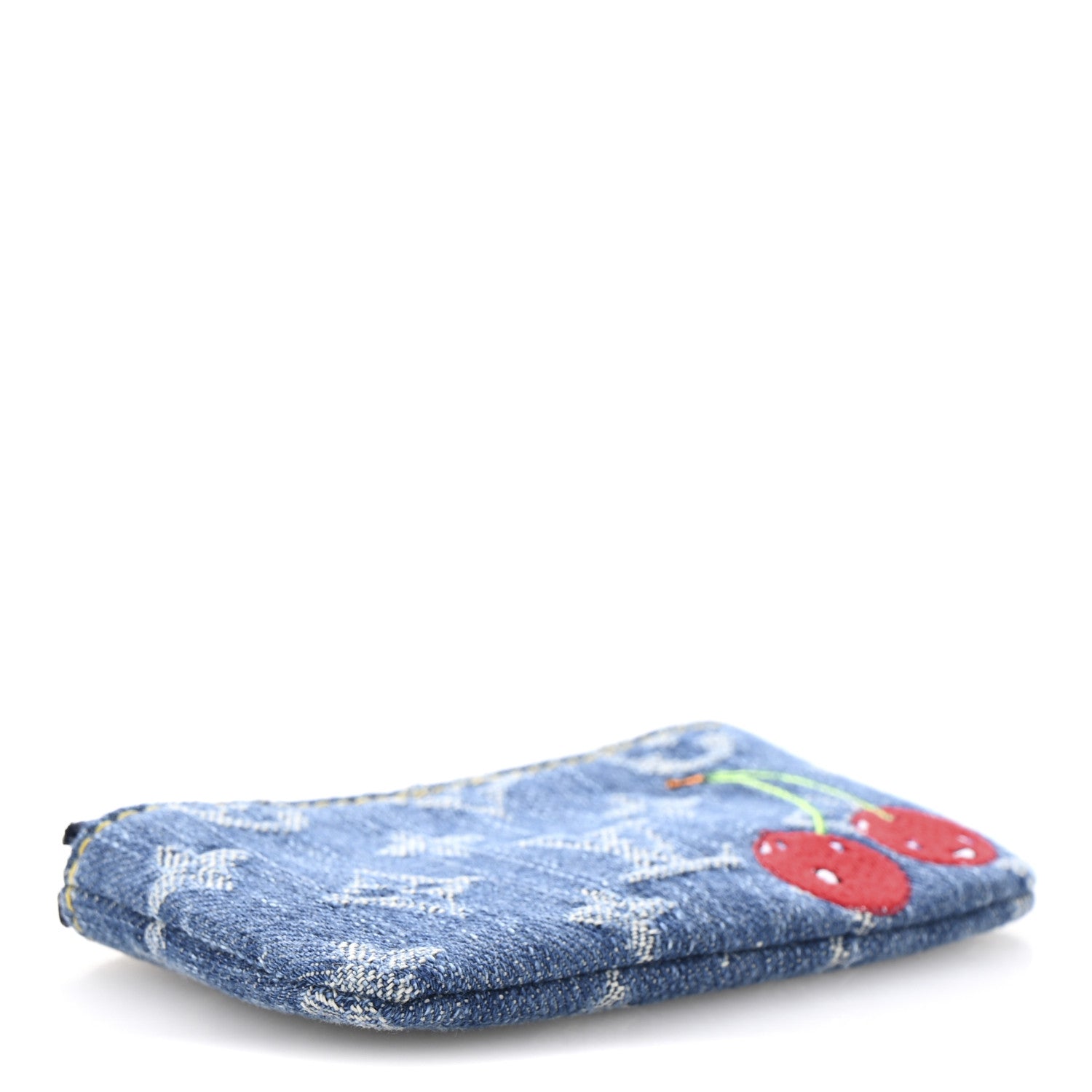 Louis Vuitton LV X TM Monogram Denim Cerises Key Pouch Blue 4 of 8
