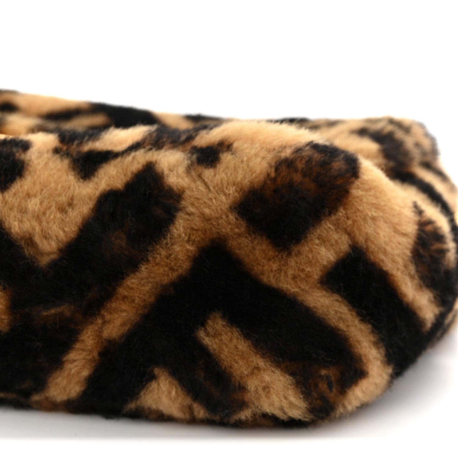 Fendi Shearling Vitello Dolce Macro FF 1974 Mini Baguette Tobacco Black 10 of 10