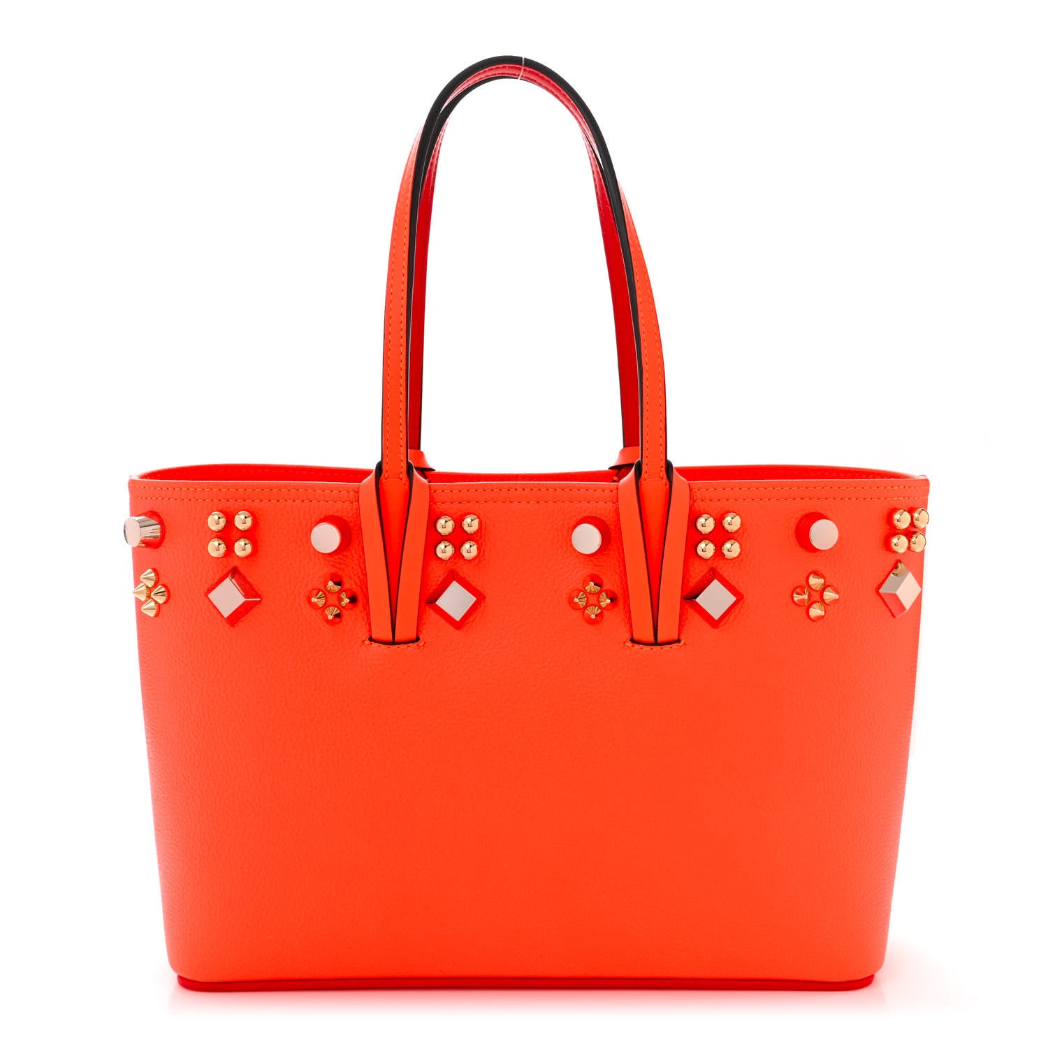 Christian Louboutin Calfskin Empire Spike Studded East West Cabata Tote Sunrise Multicolor 1 of 11