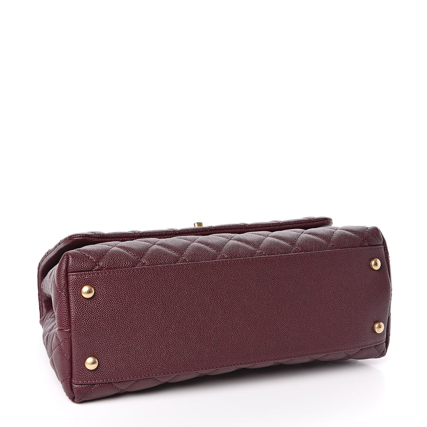 Caviar Elaphe Quilted Small Coco Handle Flap Burgundy