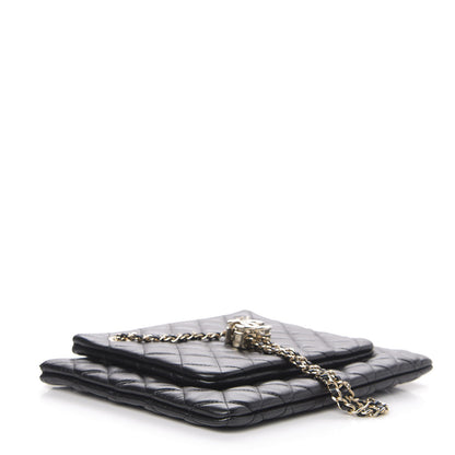 Chanel Shiny Lambskin Quilted Medium Double Case With Strap Black 7 of 23