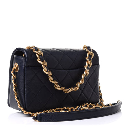 Chanel Caviar Quilted Small Fashion Therapy Flap Bag Navy Blue 6 of 14