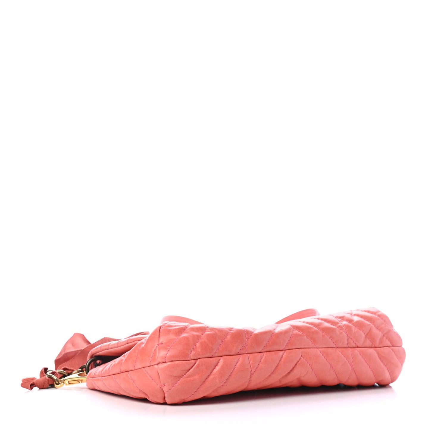 Calfskin Quilted Large Happy Clutch Rose