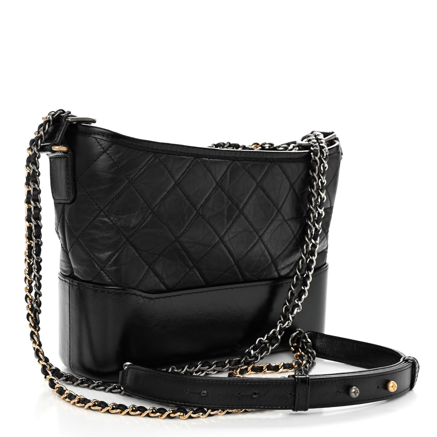 Aged Calfskin Quilted New Medium Gabrielle Hobo Black