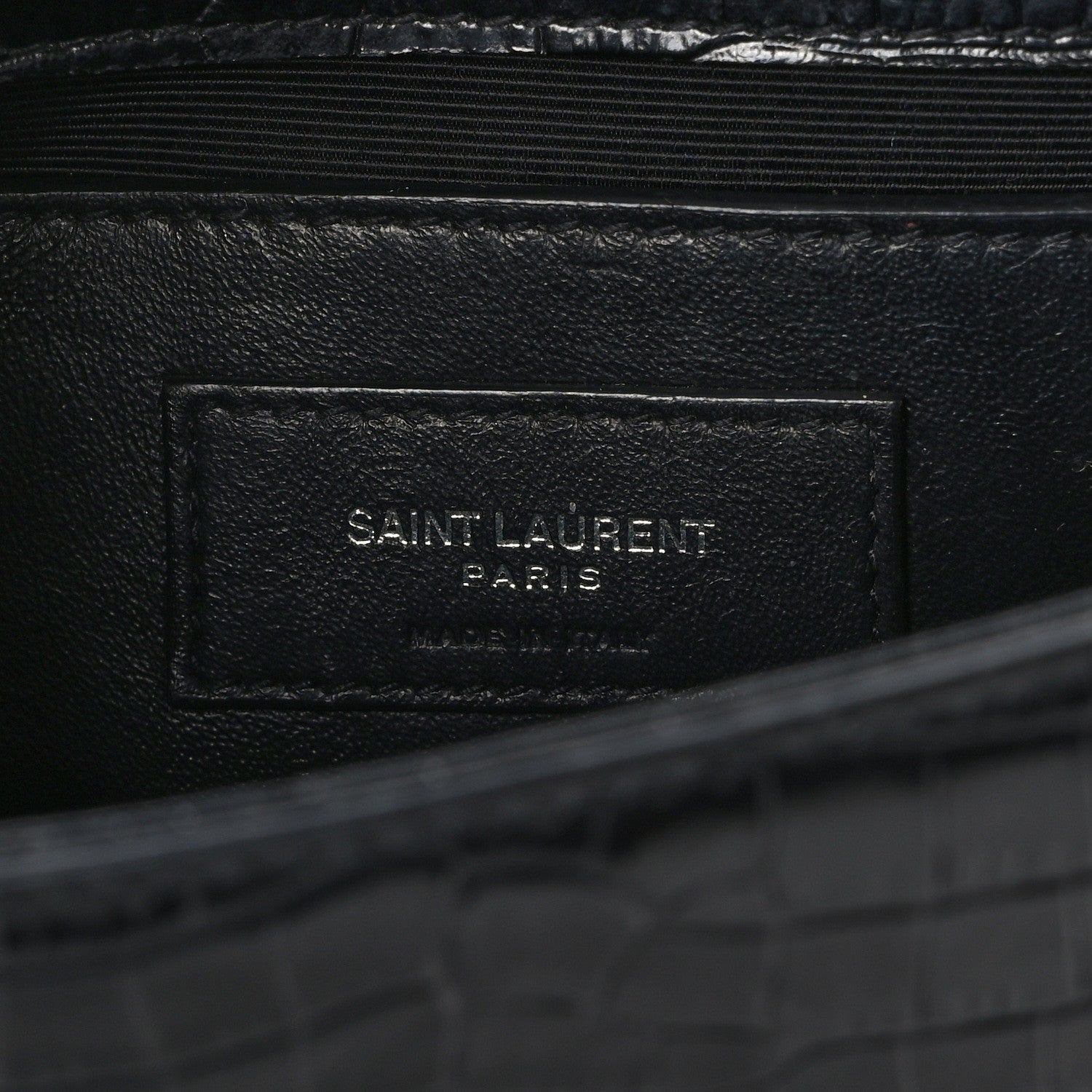 Saint Laurent SAINT LAURENT Calfskin Crocodile Embossed Small Classic Monogram Kate Tassel Satchel Black 6 of 12