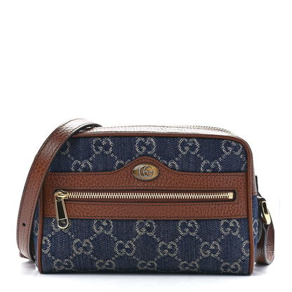 Gucci New Denim GG Monogram Dollar Calfskin Mini Ophidia Shoulder Bag Blue Tea Cuir Epilog 1 of 11