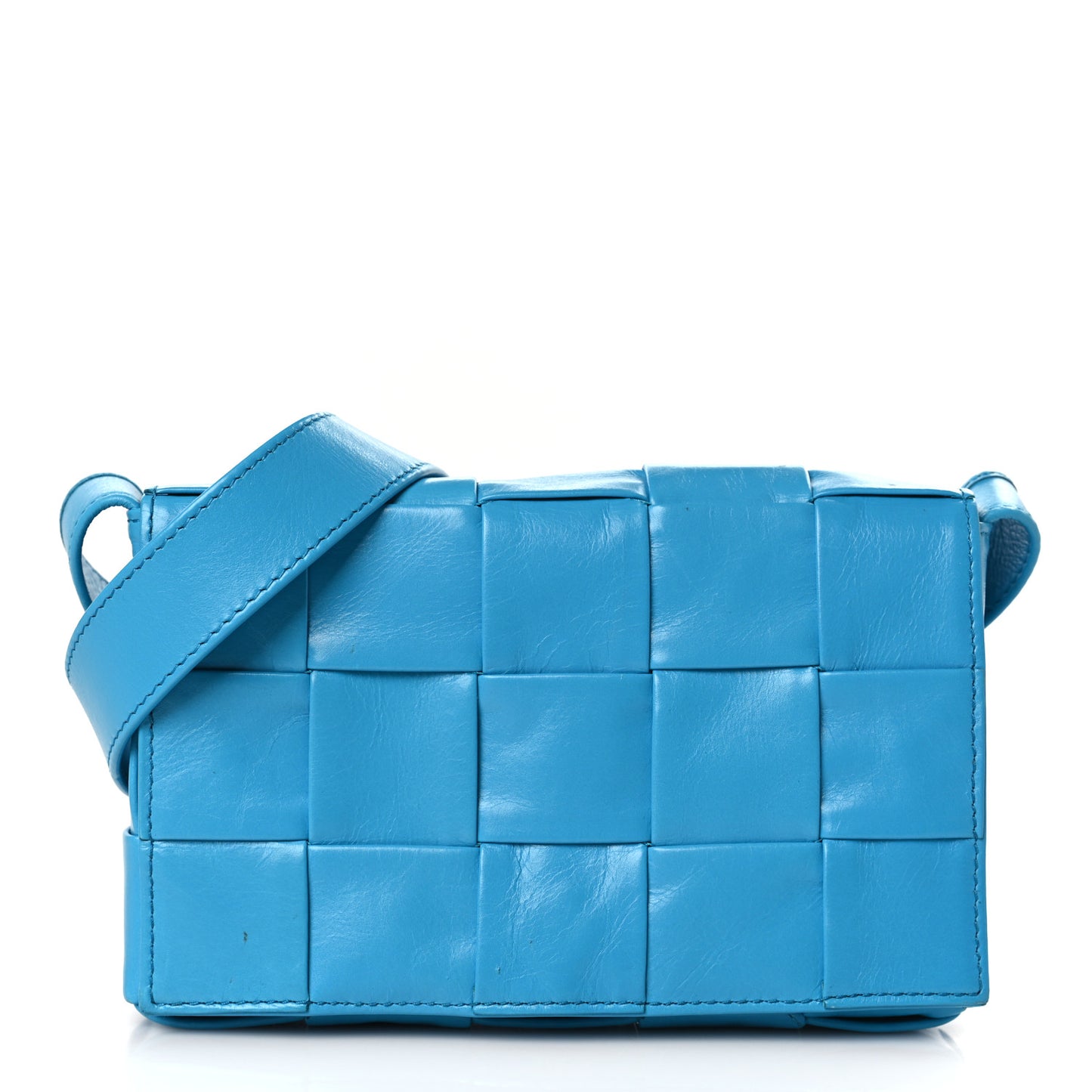 Paper Calfskin Maxi Intreccio Cassette Crossbody Bag Pool