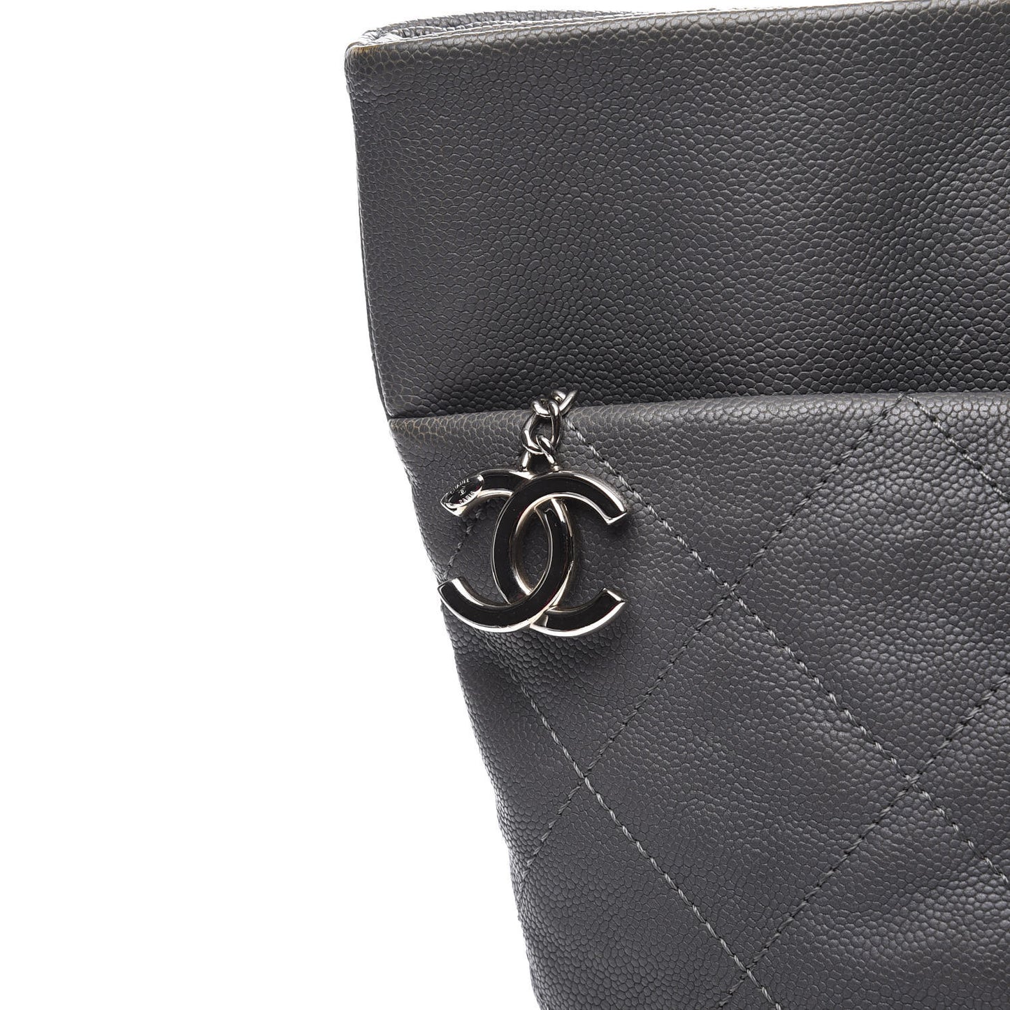 Caviar Quilted Shopping Tote Grey