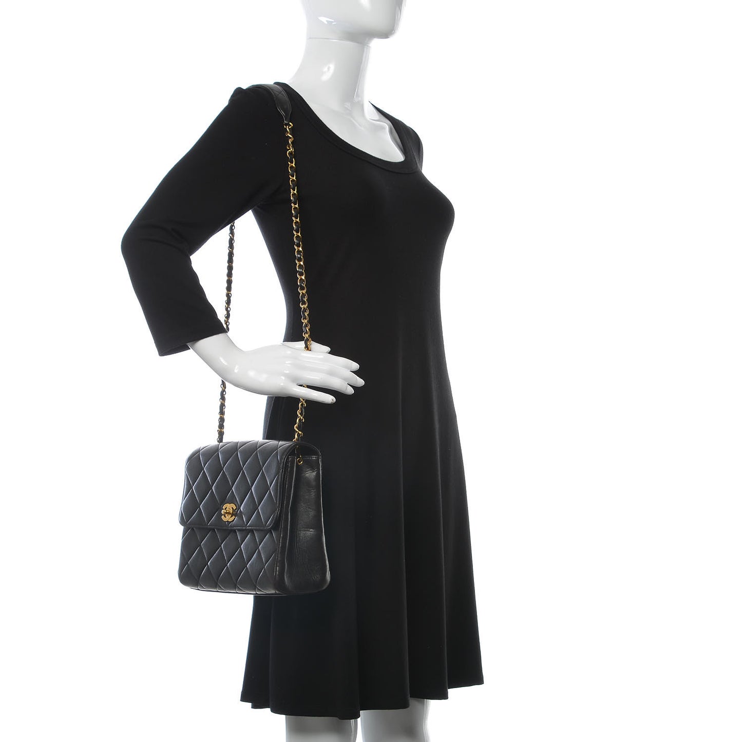 Lambskin Quilted Shoulder Bag Black