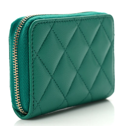 Chanel Caviar Quilted Perforated CC Zip Coin Purse Green 3 of 8