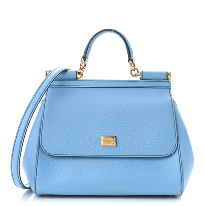 Dolce & Gabbana Dauphine Calfskin Medium Miss Sicily Satchel Light Blue 3 of 11