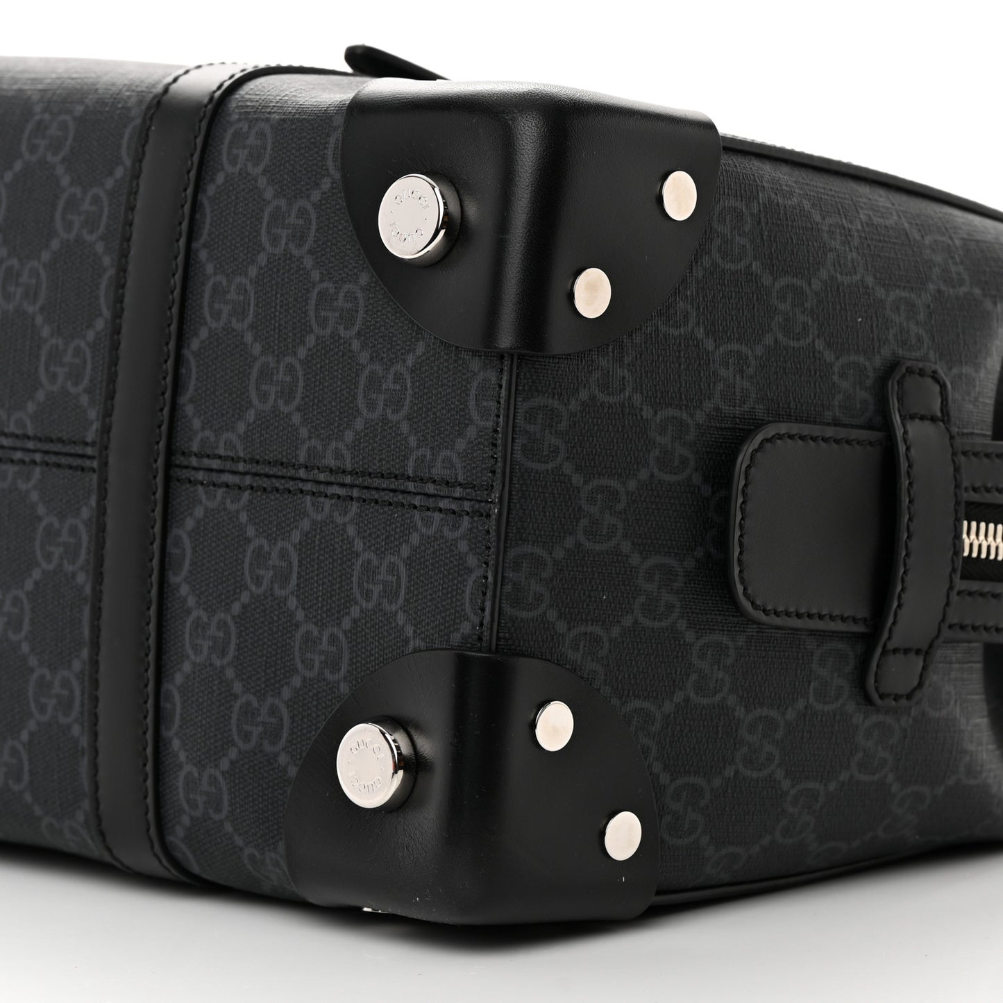 GG Supreme Monogram Selleria Calfskin Medium Tote Bag Black