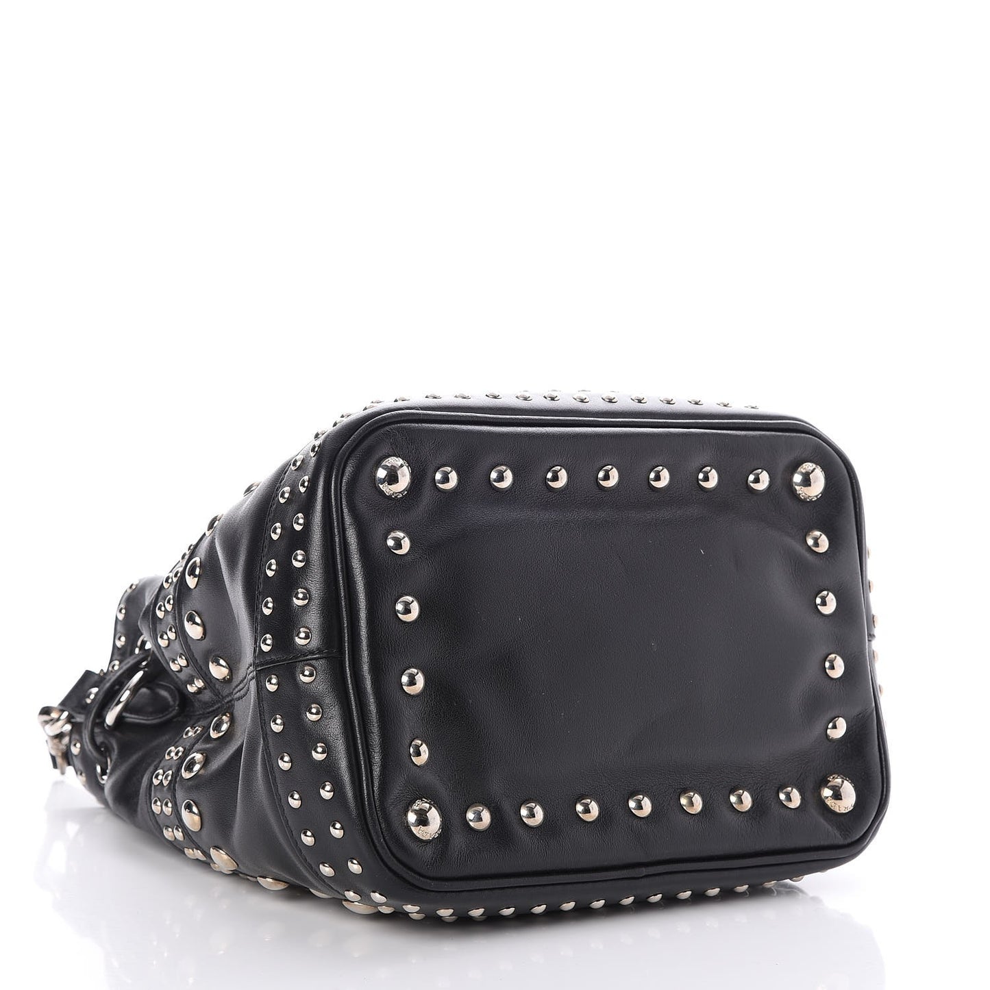 Soft Calf Studded Drawstring Bag Nero Black