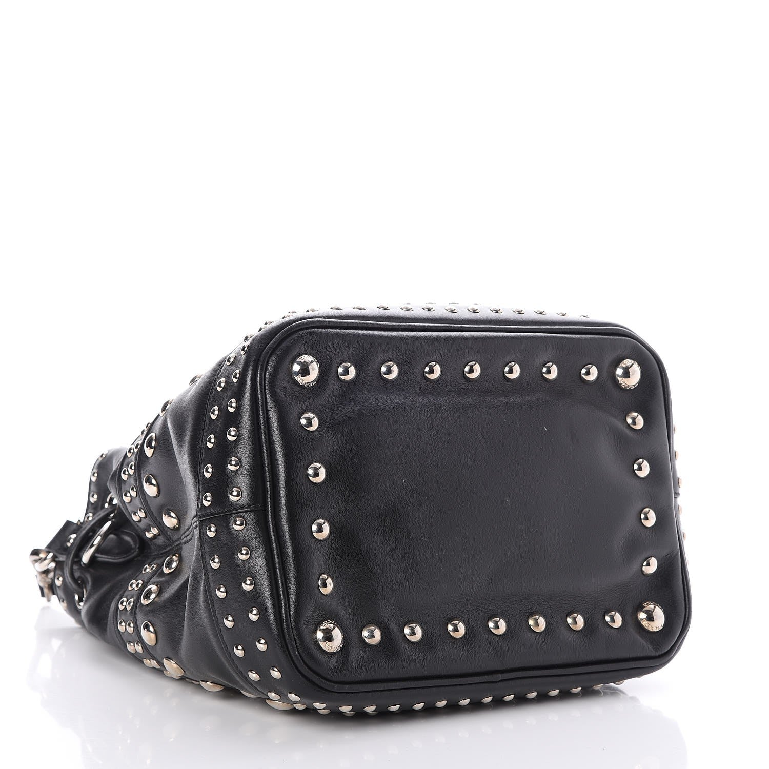 Prada Soft Calf Studded Drawstring Bag Nero Black 4 of 8