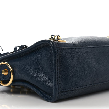 Balenciaga Shiny Goatskin Gold Metallic Edge Hardware Mini City Bleu de Minuit 8 of 9