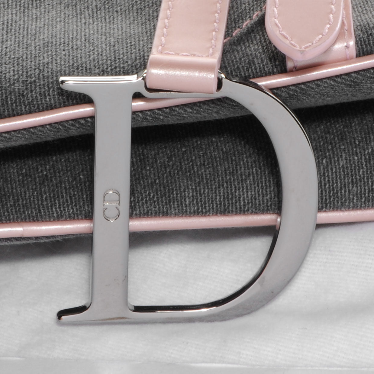 Christian Dior Patent Denim Jeans Saddle Bag Grey Pink 8 of 8