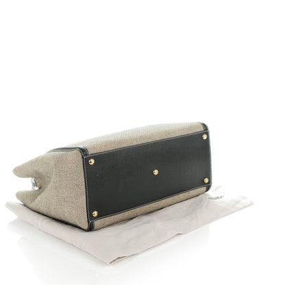 Fendi Canvas Vitello Regular 2Jours Tote Bianco Black 4 of 7
