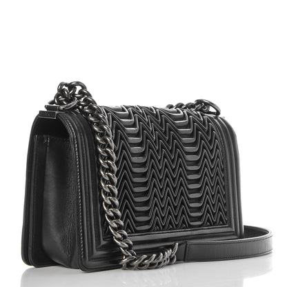 Chanel Lambskin Pleated Medium Boy Flap Black 3 of 11