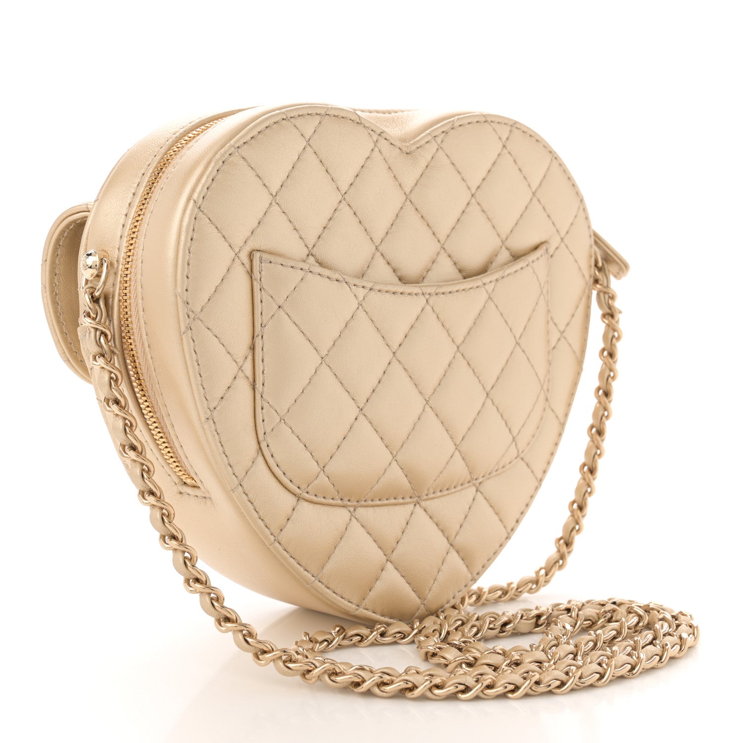 Chanel Metallic Lambskin Quilted CC In Love Heart Bag Gold 3 of 11