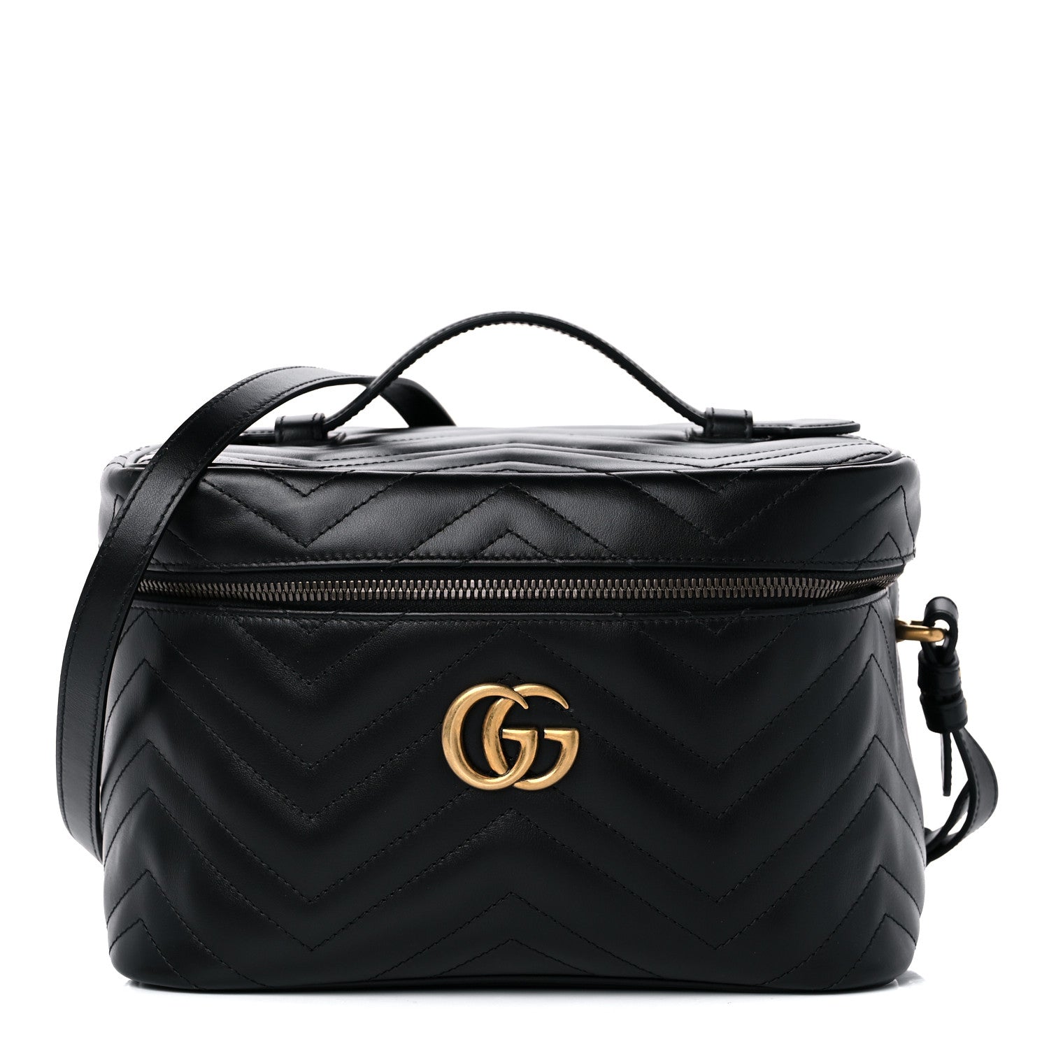Gucci Calfskin Matelasse Large GG Marmont Vanity Cosmetic Case Black 1 of 11