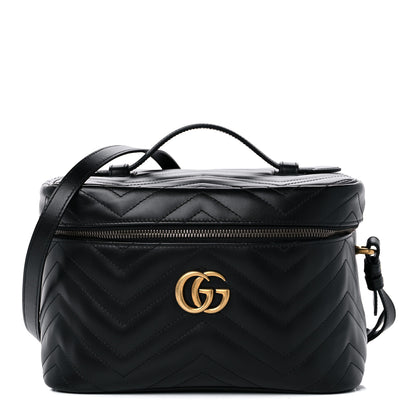 Gucci Calfskin Matelasse Large GG Marmont Vanity Cosmetic Case Black 1 of 11