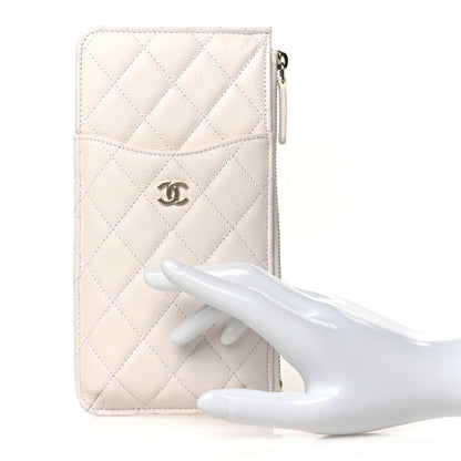 Chanel Caviar Quilted Classic Flat Wallet Pouch White 2 of 8