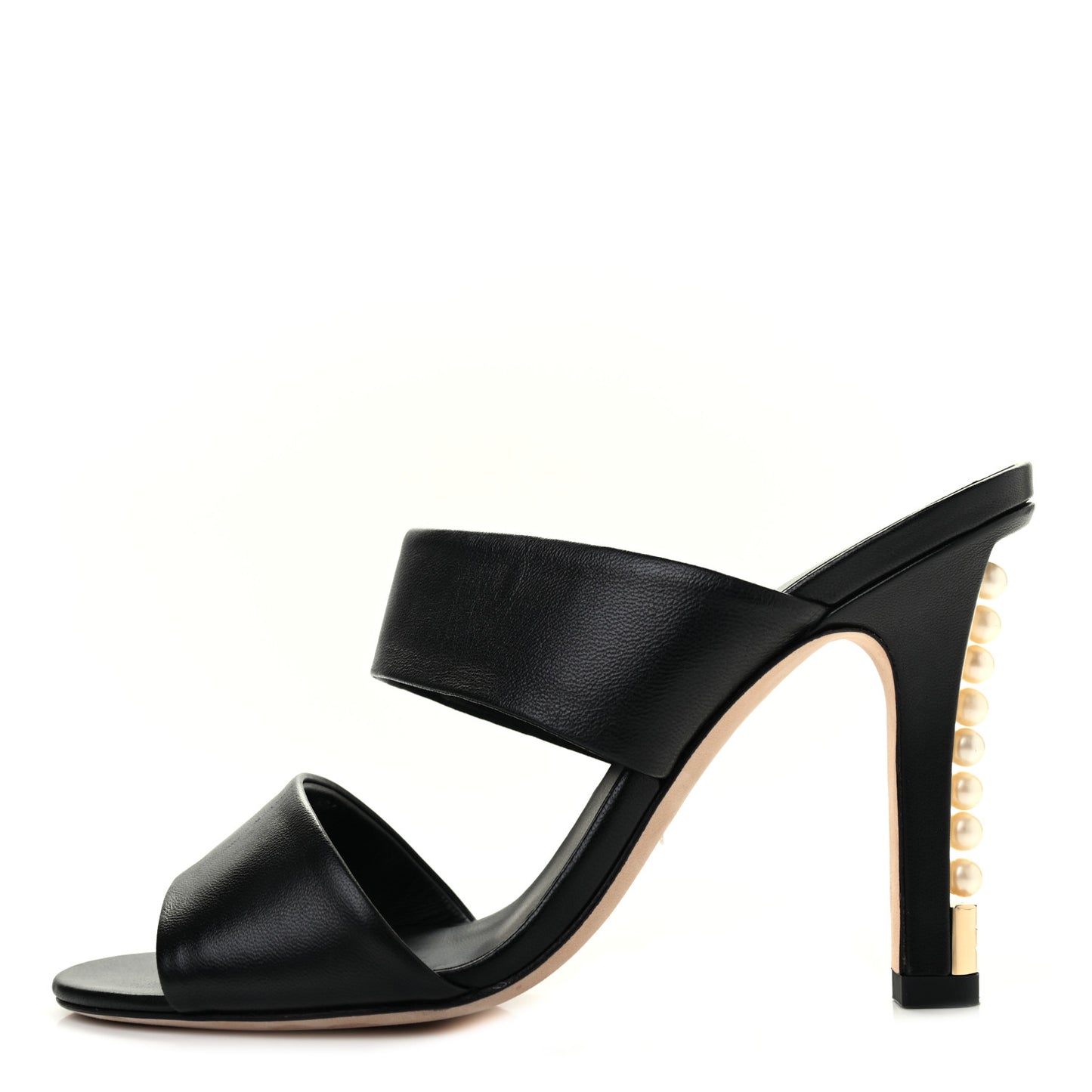 Lambskin Pearl Sandal Mules 37 Black