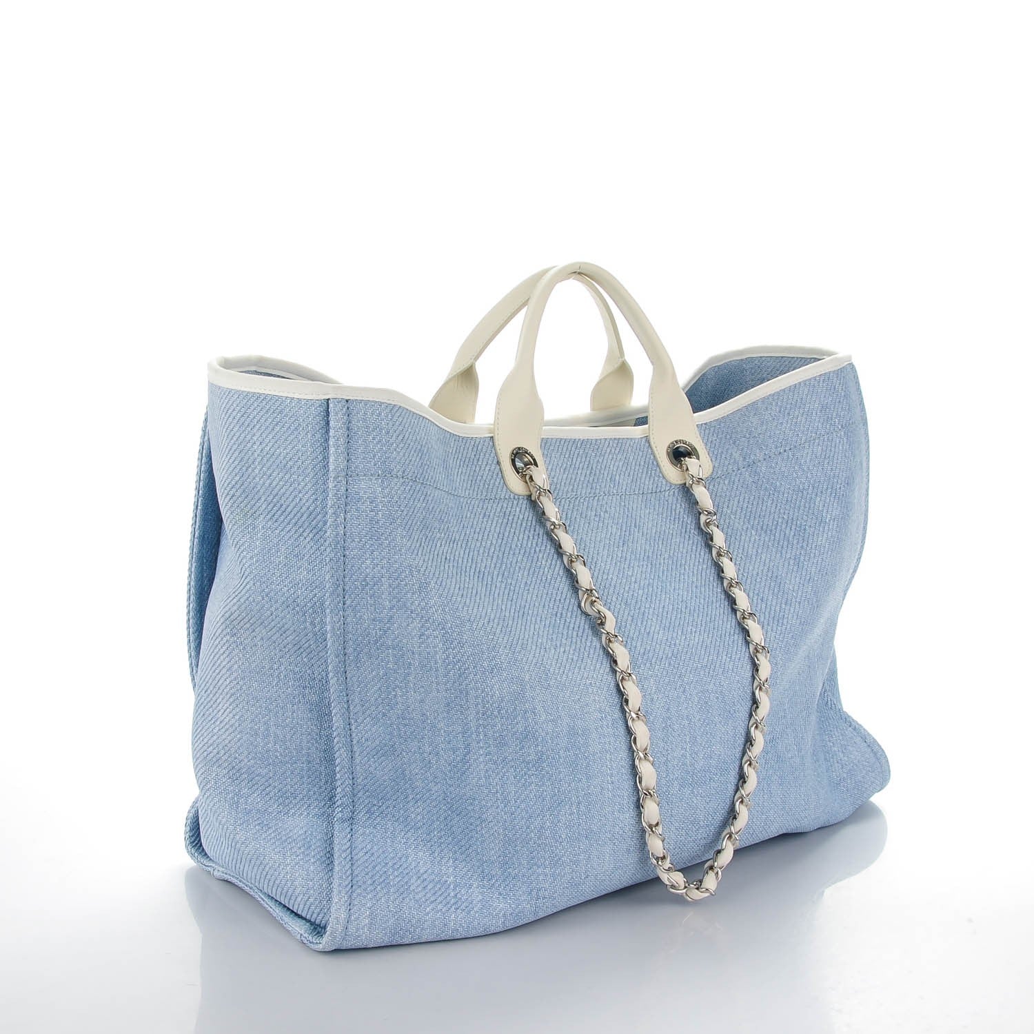Chanel Woven Straw Extra Large Deauville Tote Blue 3 of 7