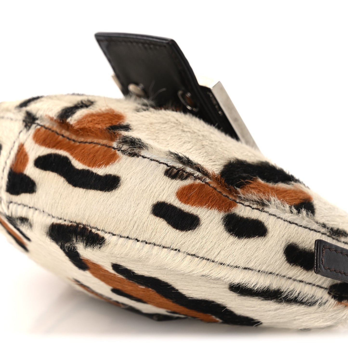 Calf Hair Leopard Print Croissant White Brown