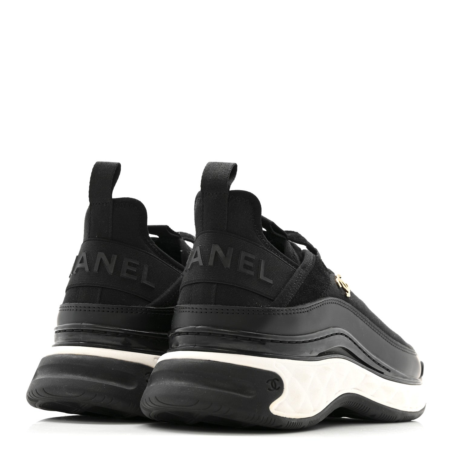 Chanel Velvet Calfskin Mixed Fibers CC Sneakers 39.5 Black 5 of 10