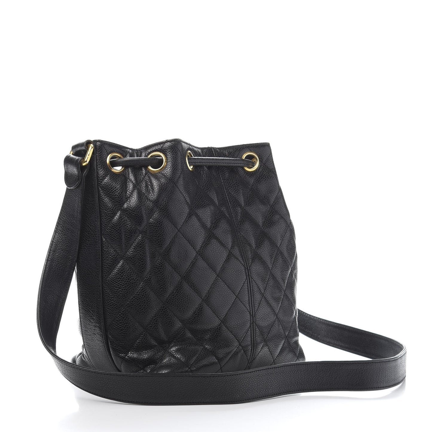 Caviar Quilted Drawstring Shoulder Bag Black