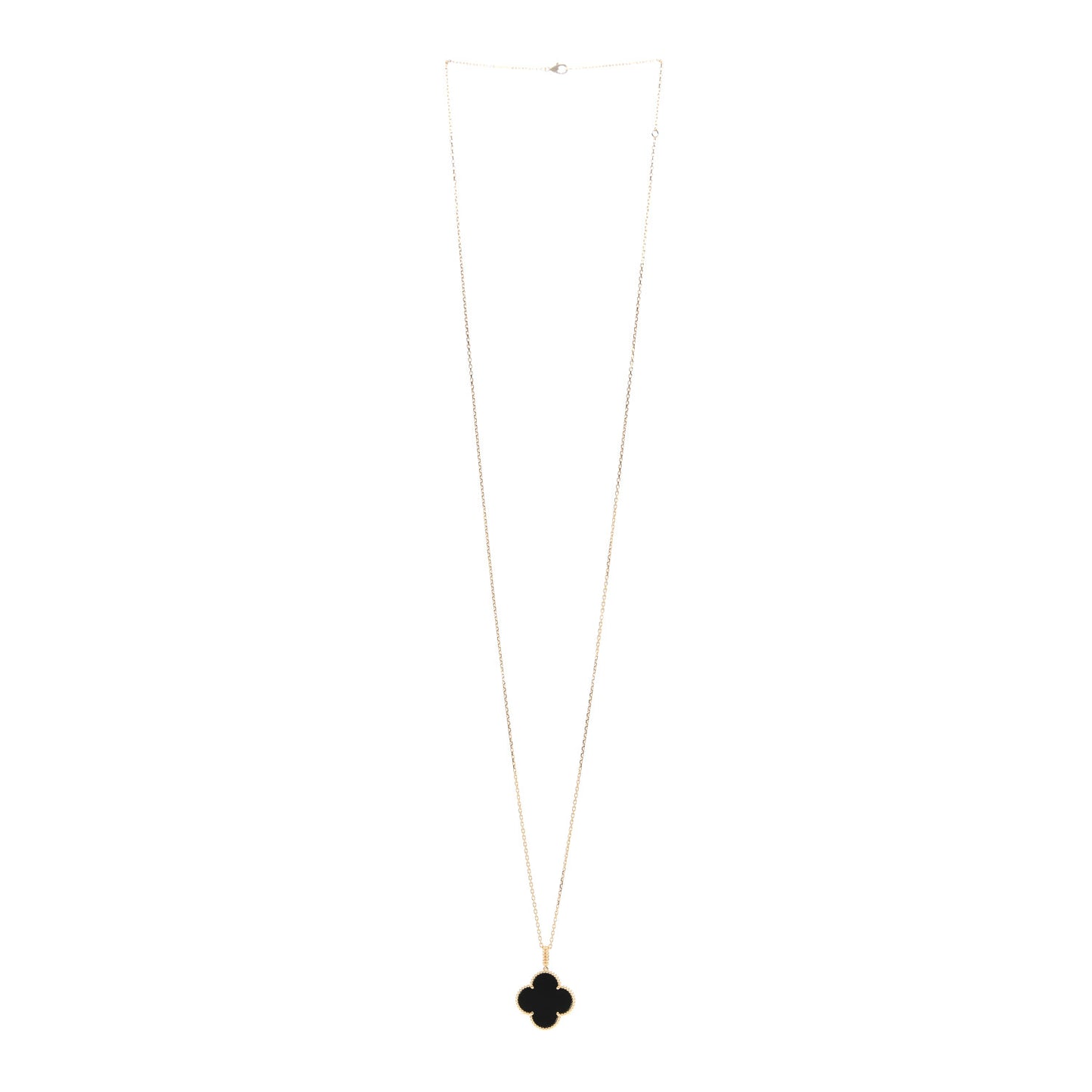18K Yellow Gold Black Onyx Magic Alhambra Pendant Necklace