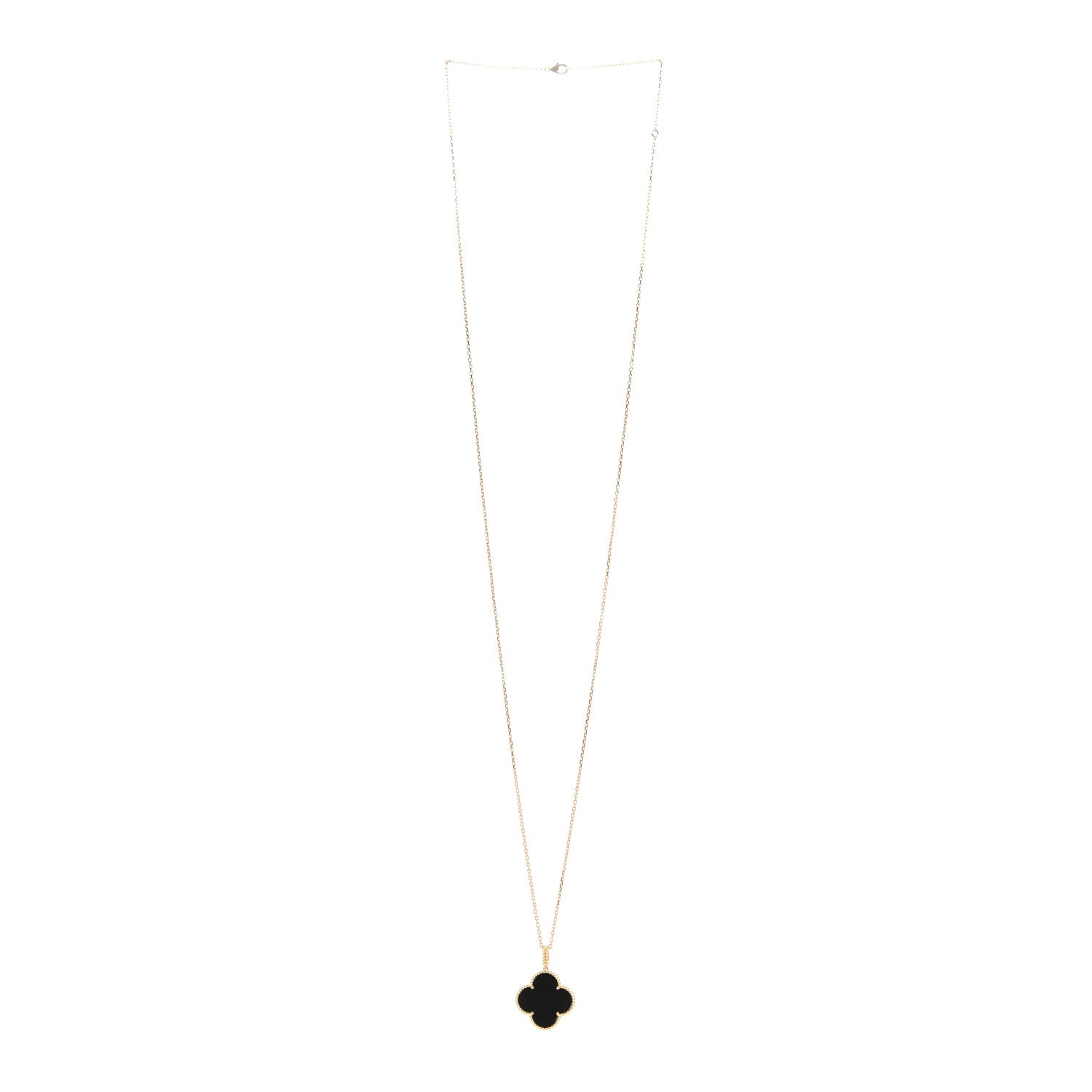Van Cleef & Arpels 18K Yellow Gold Black Onyx Magic Alhambra Pendant Necklace 3 of 6