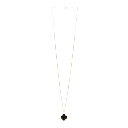 Van Cleef & Arpels 18K Yellow Gold Black Onyx Magic Alhambra Pendant Necklace 3 of 6