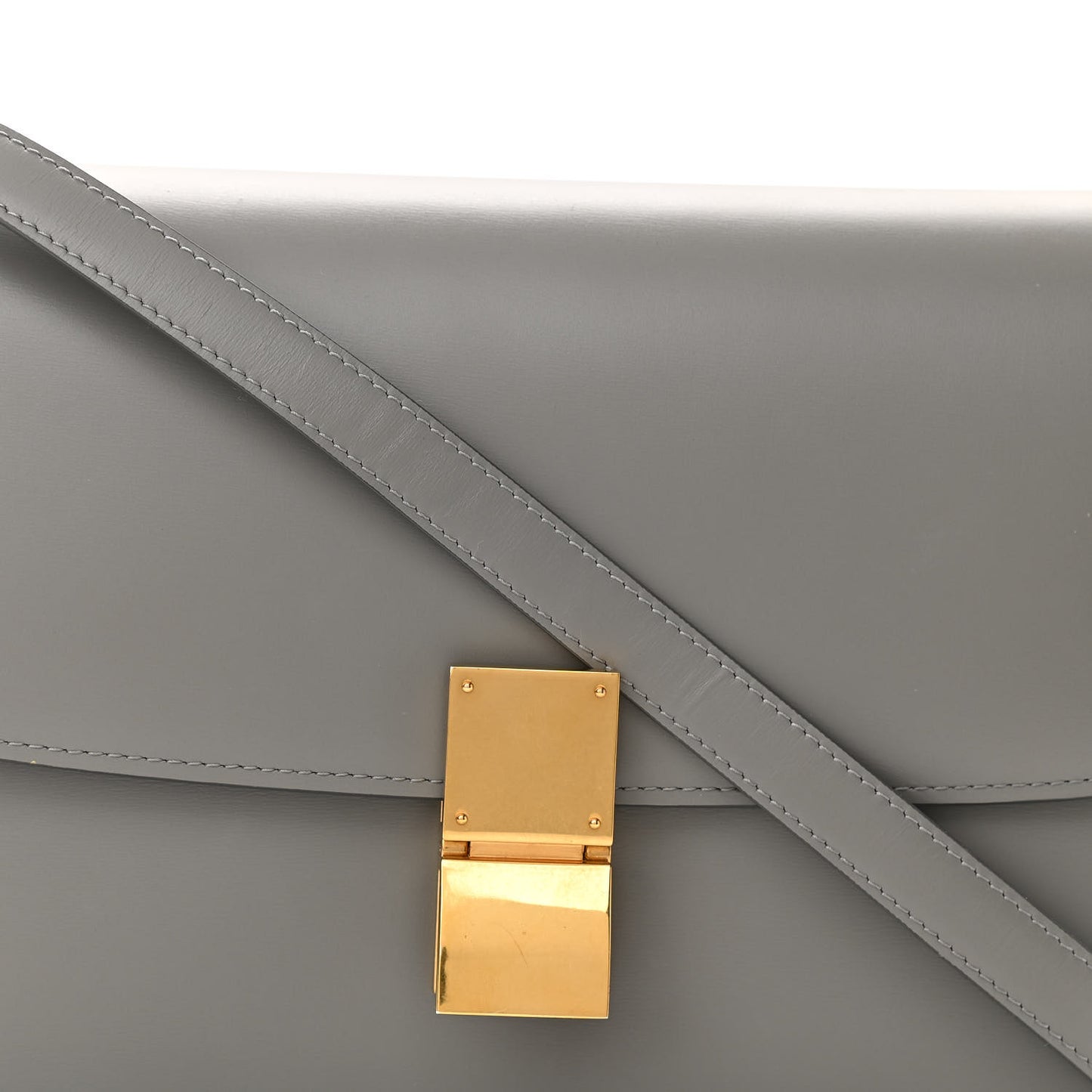 Box Calfskin Medium Classic Box Flap Bag Zinc