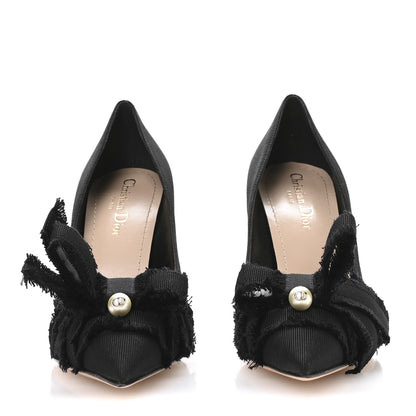 Christian Dior Grosgrain Pearl Fringe Adiorable Pumps 37 Black 3 of 9