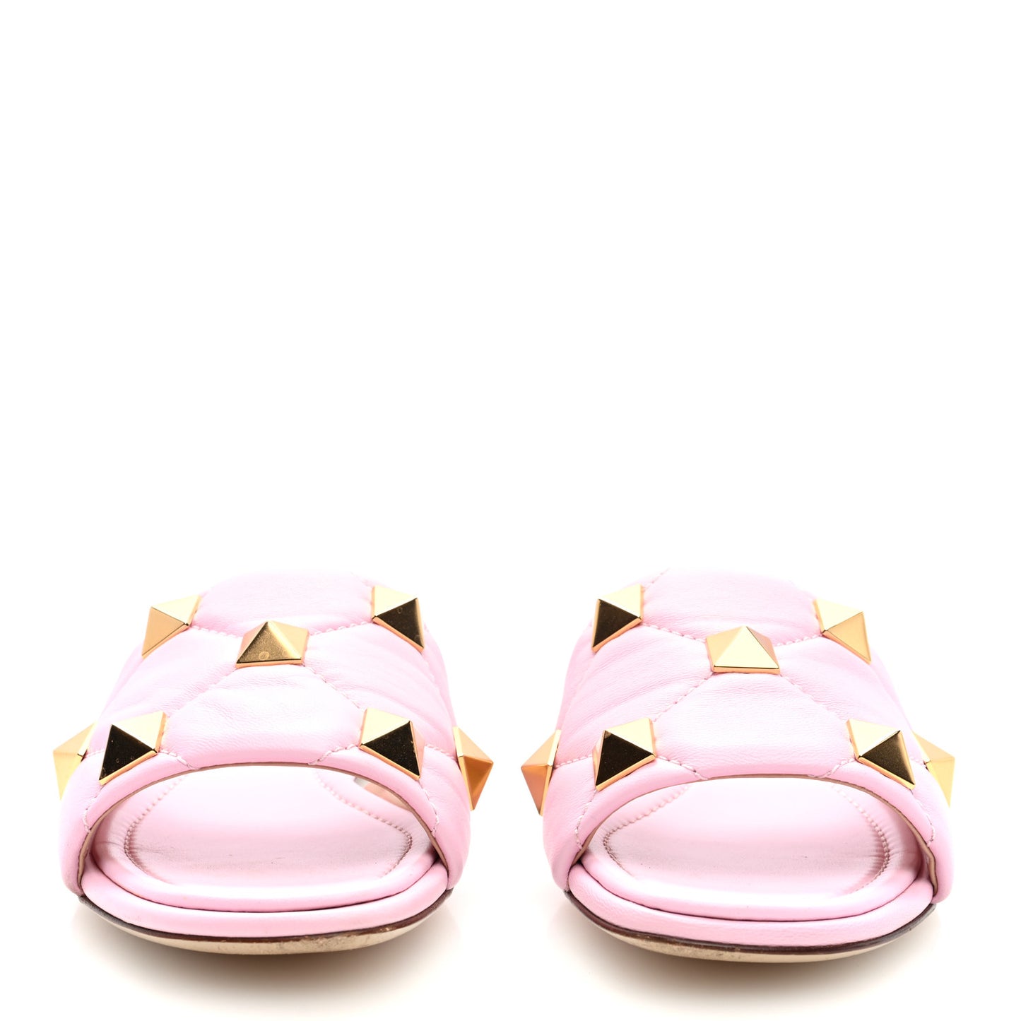 Nappa Roman Stud Flat Slide Sandals 37 Rosa