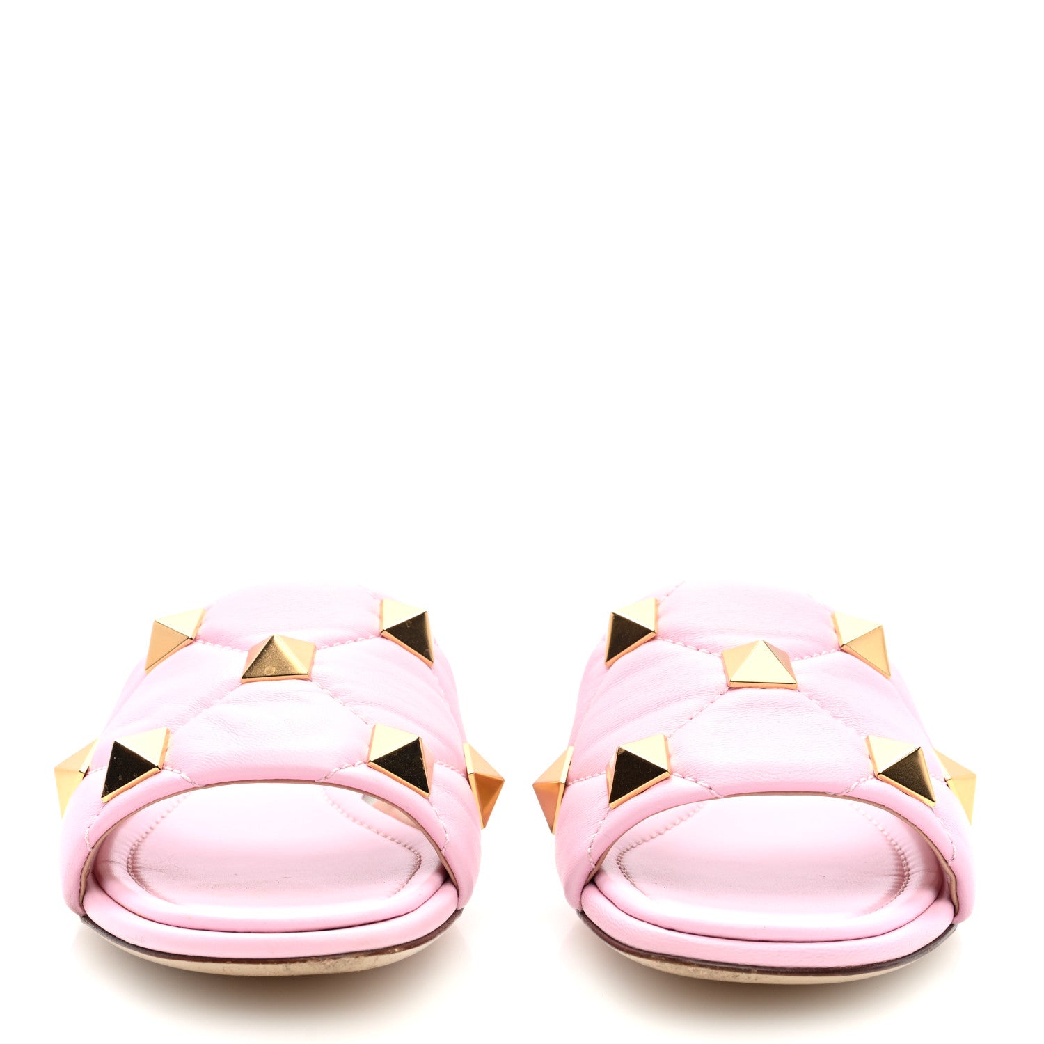 Valentino Garavani Nappa Roman Stud Flat Slide Sandals 37 Rosa 4 of 9