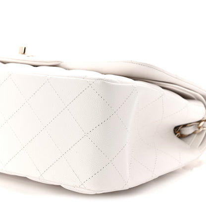 Chanel Caviar Quilted Jumbo Double Flap White 10 of 11