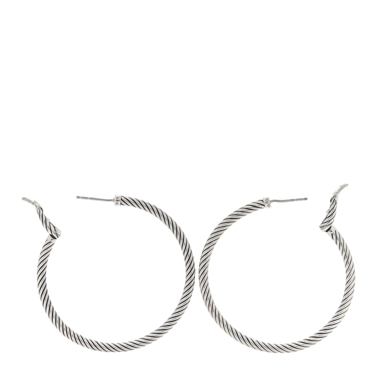 David Yurman Sterling Silver Medium Cable Classics Hoop Earrings 3 of 5