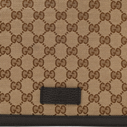 Gucci Monogram Large Flap Messenger Bag Beige Dark Brown 7 of 10